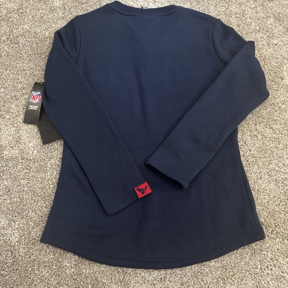 NWT NFL Team Apparel Houston Texans Lace-Up Long‎ Sleeve Navy Blue Shirt Size S - Picture 3 of 5